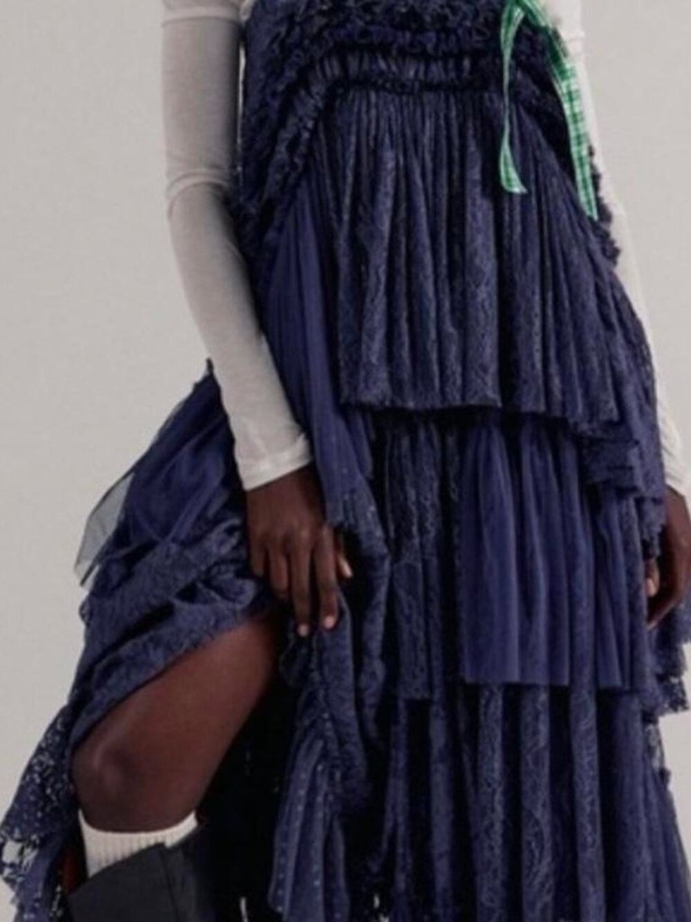 Free People Isabel Midi Lace Dress Navy Combo Size Medium (M) NWOT - Picture 2 of 6
